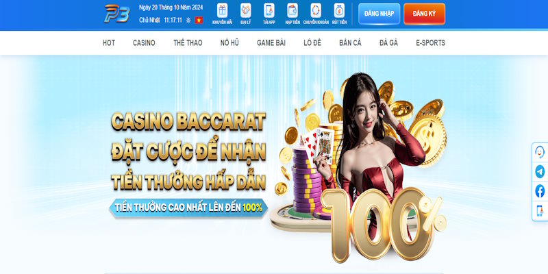 Tham gia thể loại Casino Baccarat với tiền thưởng lên đến 100%