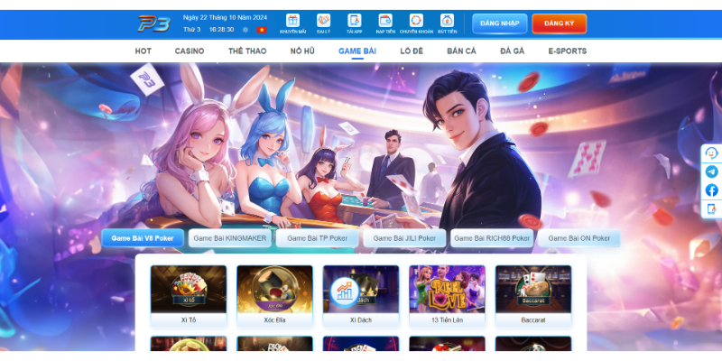 Sân chơi game bài P3 đa dạng vô cùng hấp dẫn