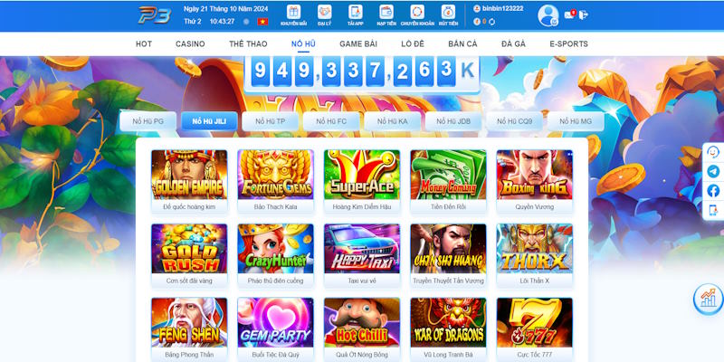 Tựa game Đế Quốc Hoàng Kim nằm trang đầu tại sảnh JILI tại nhà cái P3